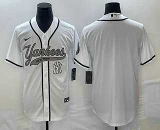 Men%27s New York Yankees Blank White Cool Base Stitched Baseball Jersey->new york yankees->MLB Jersey